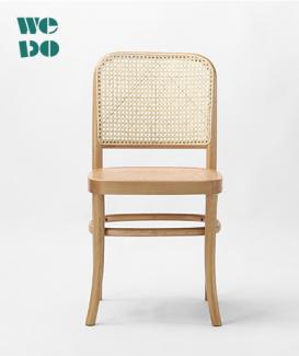 Square Hoffman Beech Wood Rattan Chair 